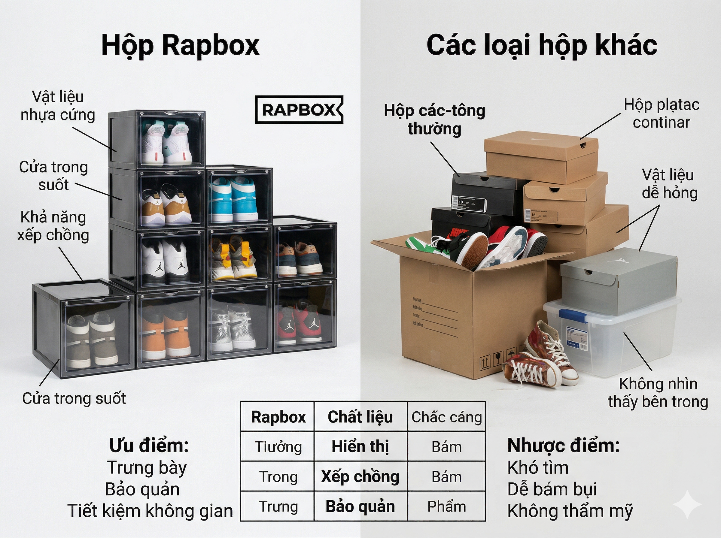 So Sánh Hộp Rapbox Với Các Loại Hộp Khác